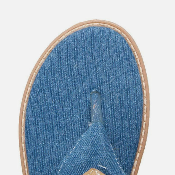 blue Women's denim clip toe gladiator sandals