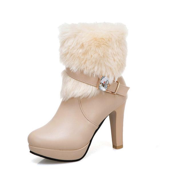 Women's elegant fuzzy cuff booties with warm plush lined