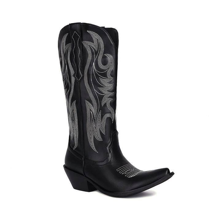 black Women's embroidery metallic cowboy boots