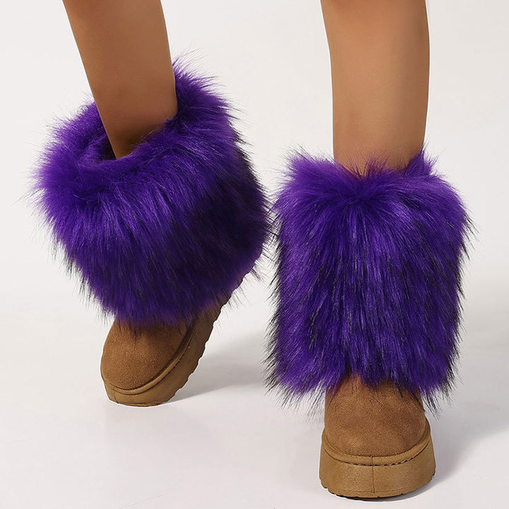 Women's faux fur boots warm plush lined snow boots