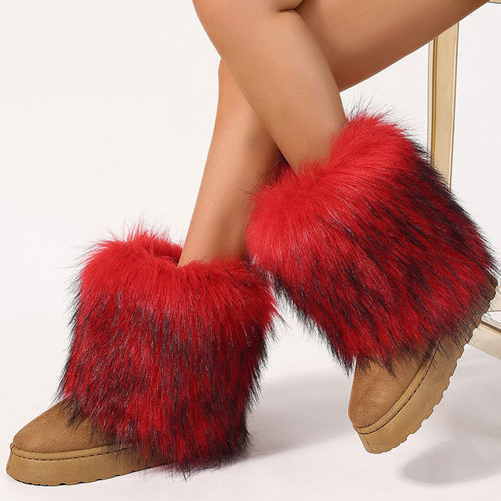 Women's faux fur boots warm plush lining snow boots