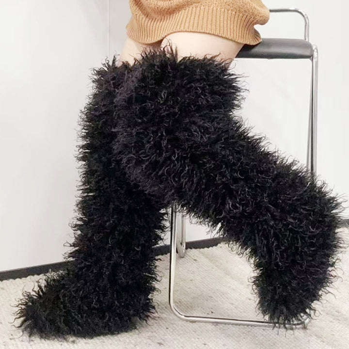 Women's faux fur over the knee high snow boots