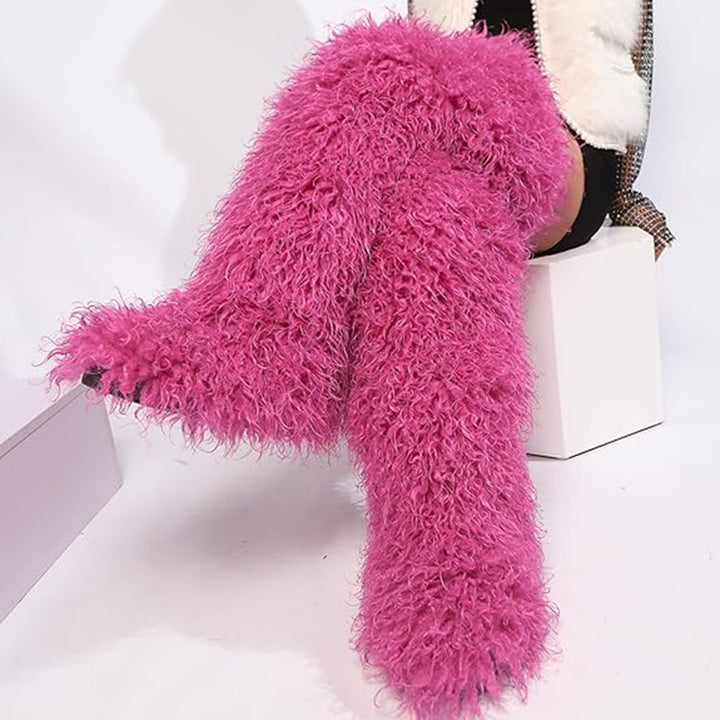 rose Women's faux fur over the knee high snow boots