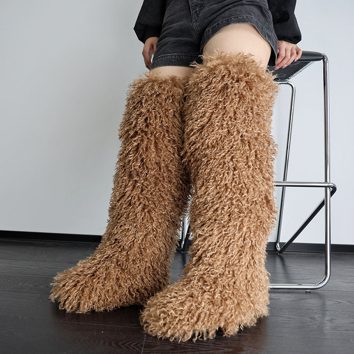 Women's faux fur over the knee high snow boots
