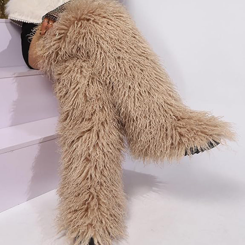 Women's faux fur over the knee high snow boots