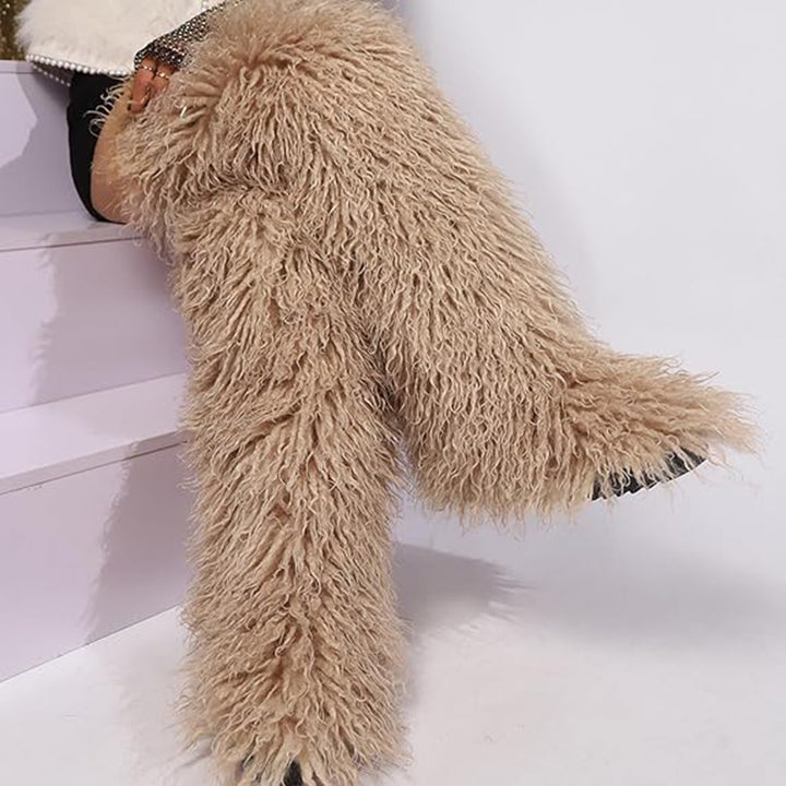 Women's faux fur over the knee high snow boots