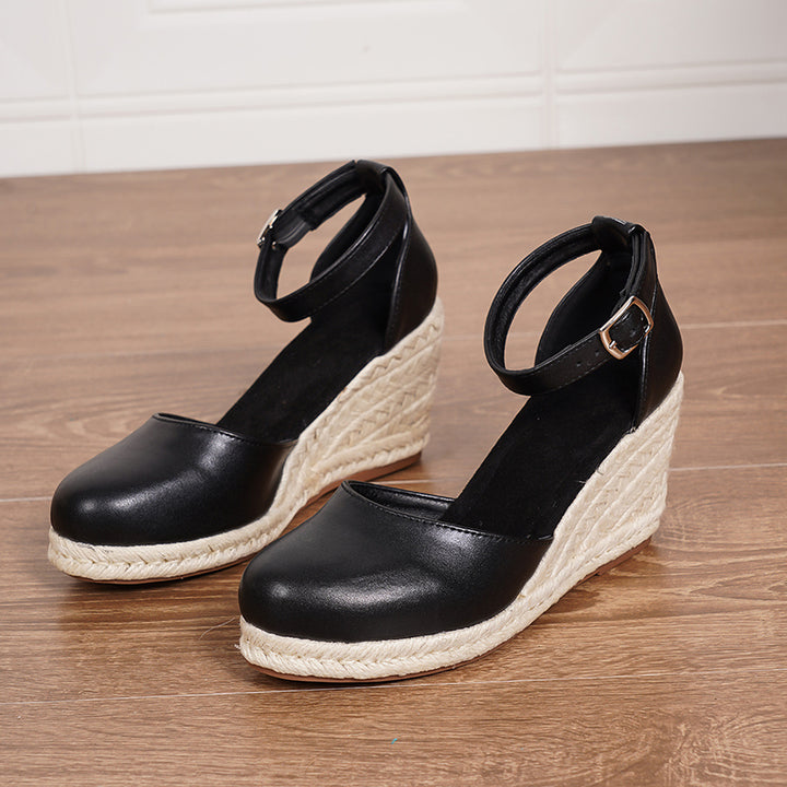 Vibrant Espadrille Wedge Sandals for Women - Faux Suede Ankle Strap for Summer Style