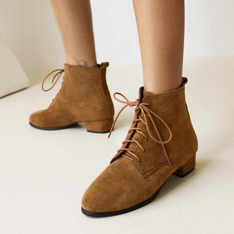 Women's faux suede combat boots