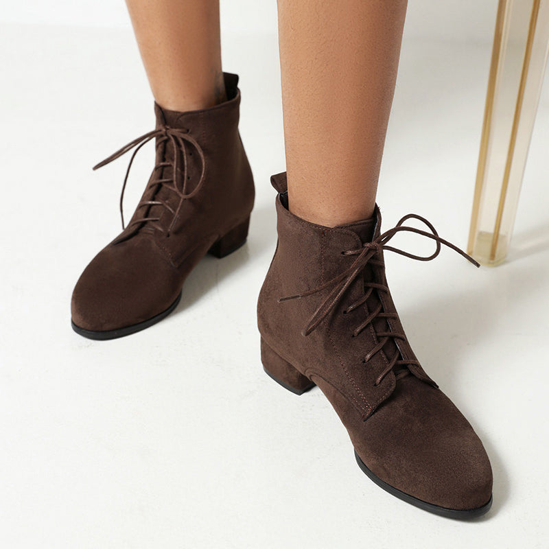 Women's faux suede combat boots
