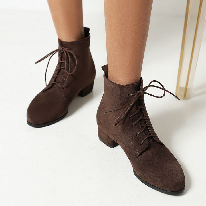 Women's faux suede combat boots