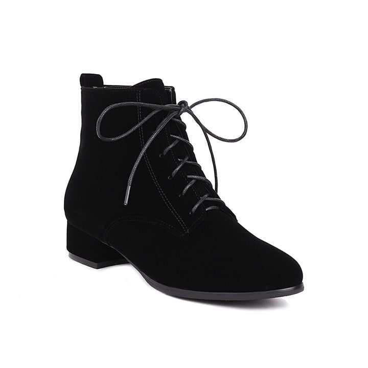 black Women's faux suede combat boots