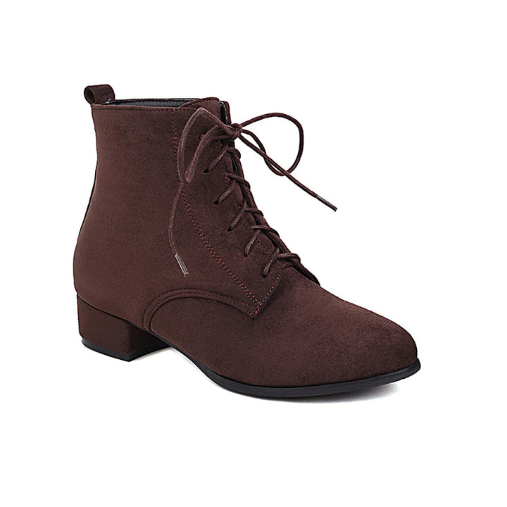 coffee black Women's faux suede combat boots