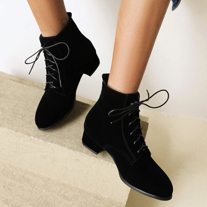 black Women's faux suede combat boots