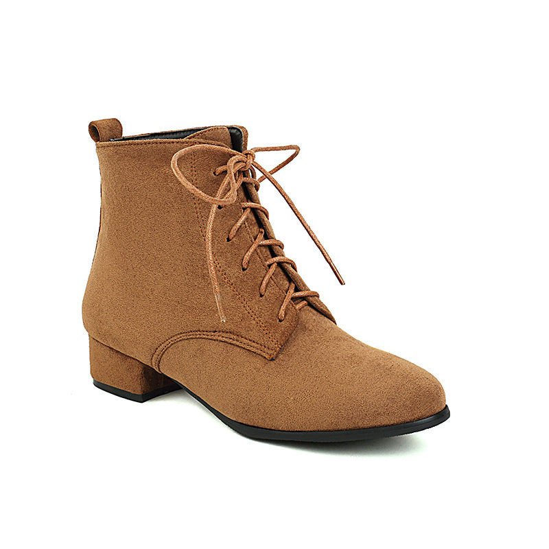 camel Women's faux suede combat boots