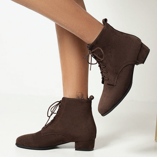 coffee black Women's faux suede combat boots