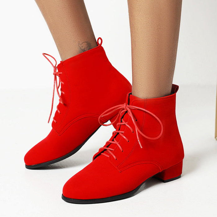 Women's faux suede combat boots