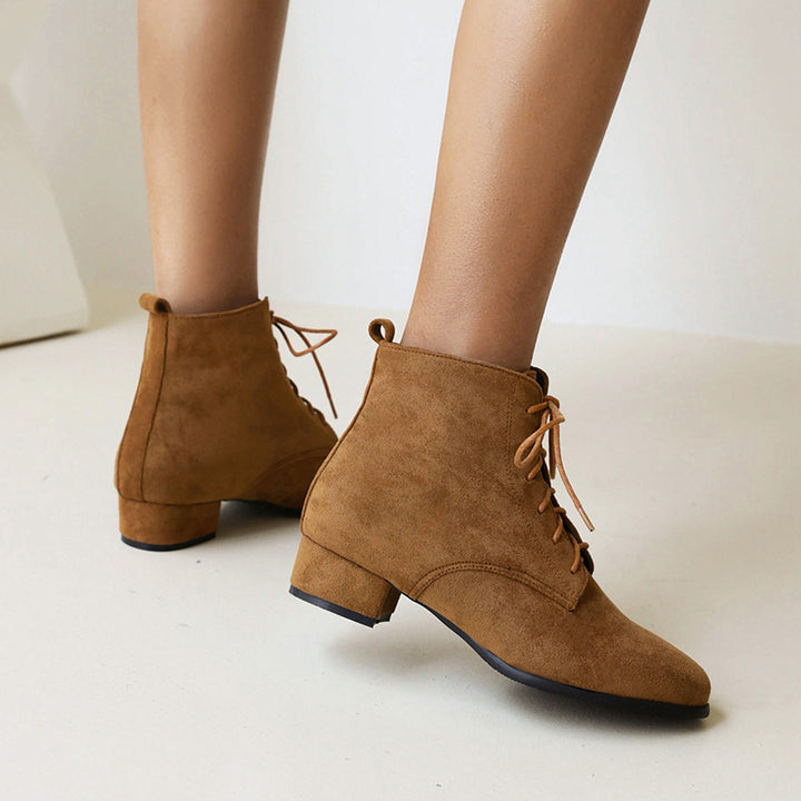 camel Women's faux suede combat boots