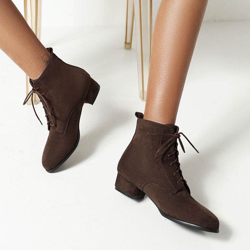 coffee black Women's faux suede combat boots