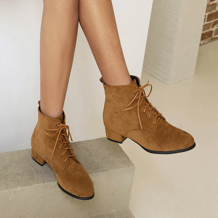 camel Women's faux suede combat boots