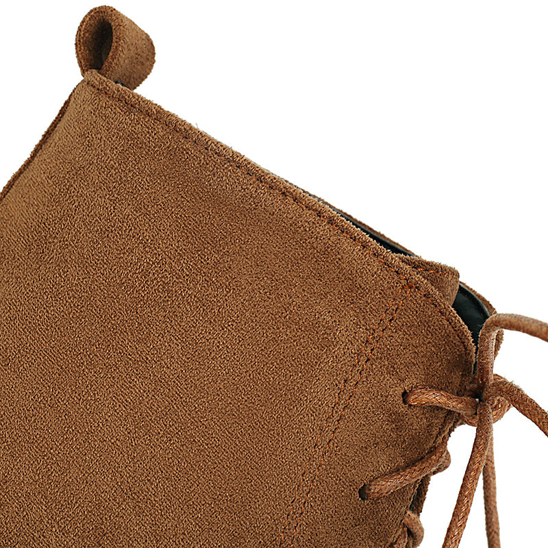 camel Women's faux suede combat boots