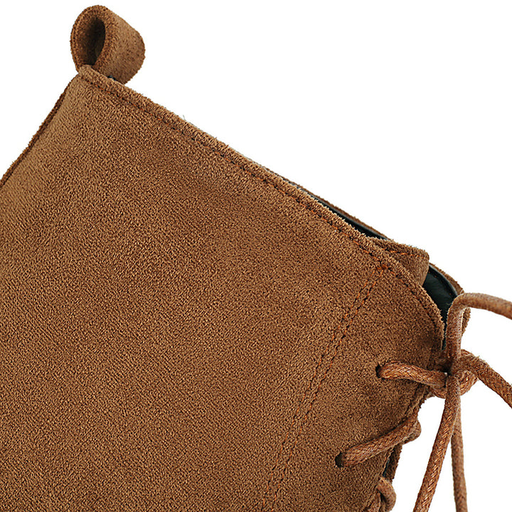 camel Women's faux suede combat boots