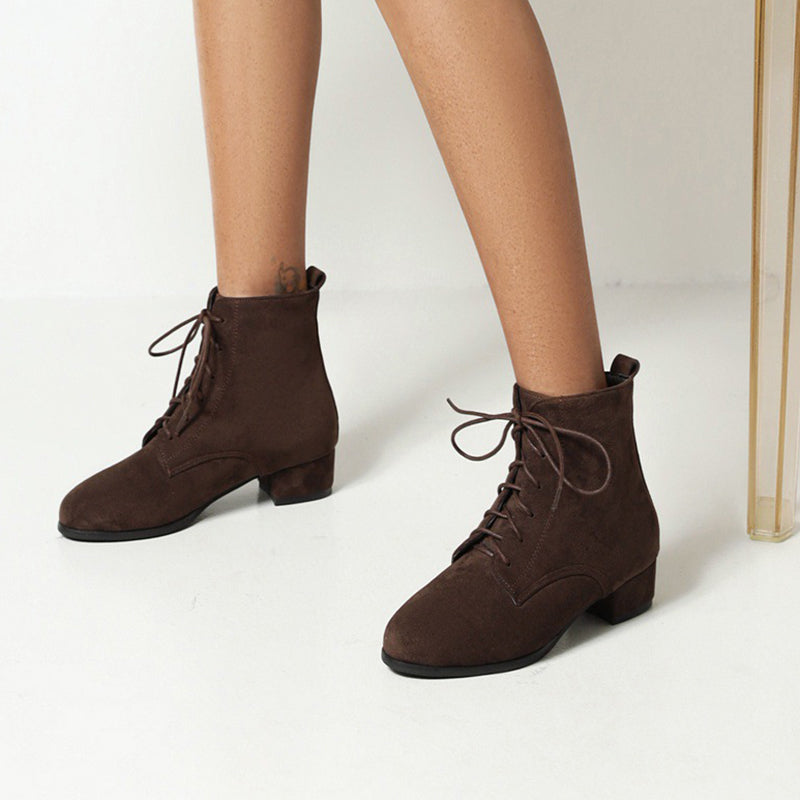 coffee black Women's faux suede combat boots