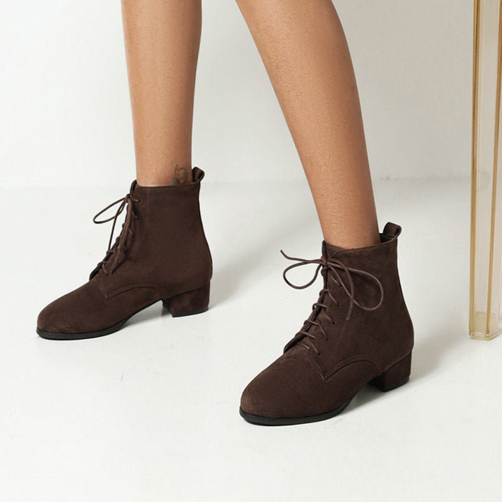 coffee black Women's faux suede combat boots