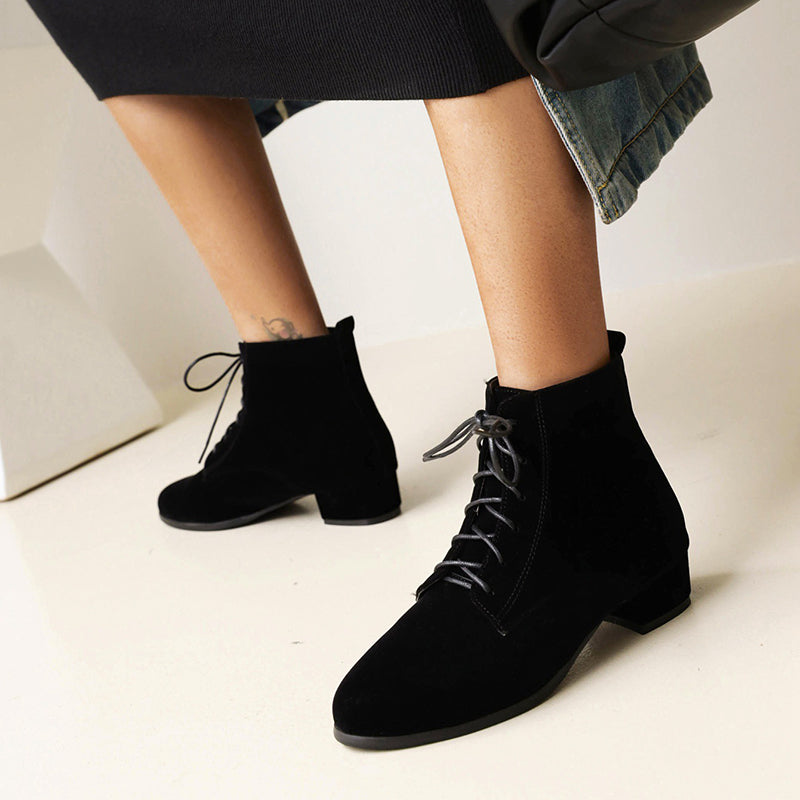 Women's faux suede combat boots