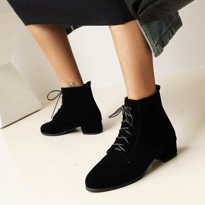 Women's faux suede combat boots