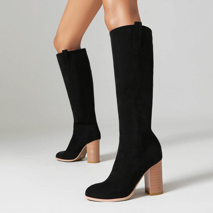 Women's faux suede high heels knee high boots