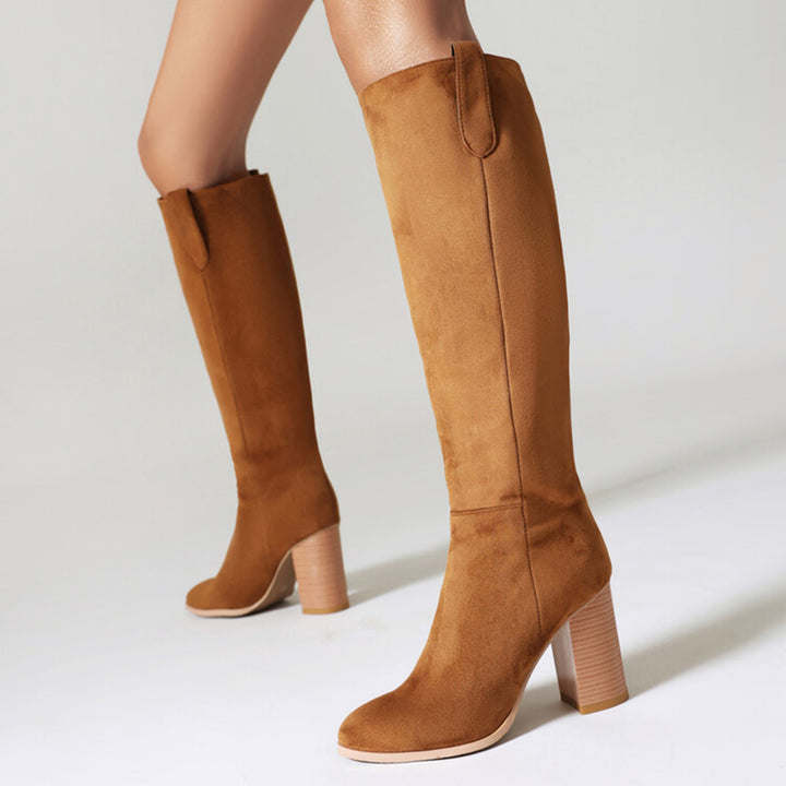 Women's faux suede high heels knee high boots