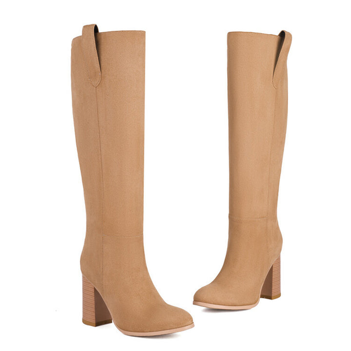 apricot Women's faux suede high heels knee high boots