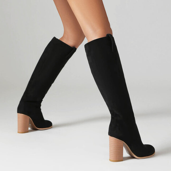 black Women's faux suede high heels knee high boots