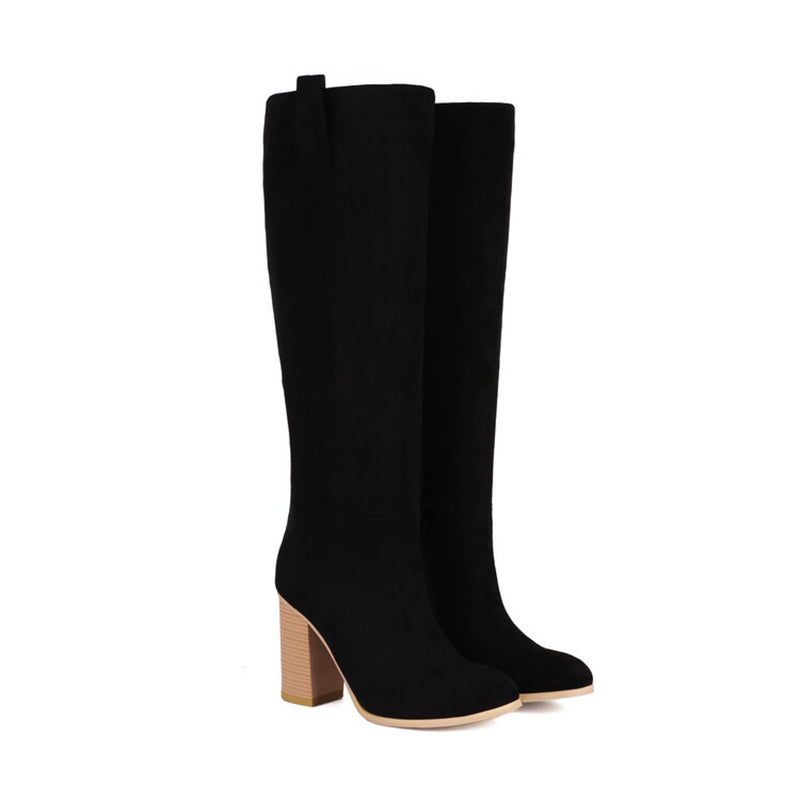 black Women's faux suede high heels knee high boots