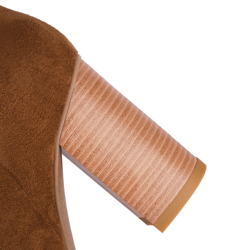 brown Women's faux suede high heels knee high boots