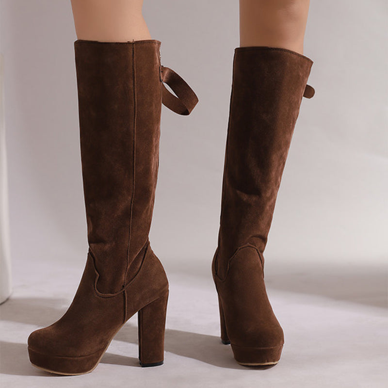 Women's faux suede knee high platform boots for winter