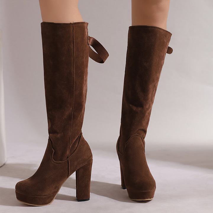Women's faux suede knee high platform boots for winter