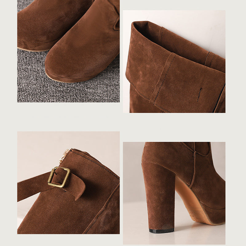 coffee Women's faux suede knee high platform boots for winter