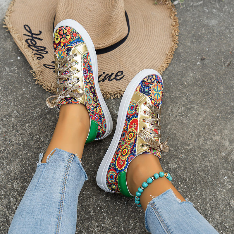 multicolor Women's floral patchwork sneakers