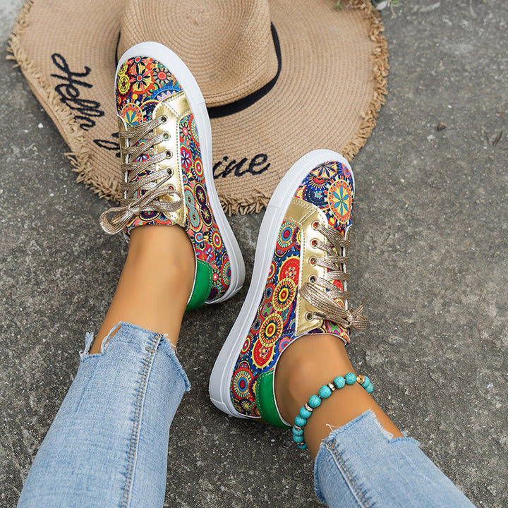 multicolor Women's floral patchwork sneakers