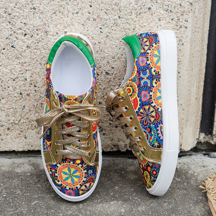 multicolor Women's floral patchwork sneakers