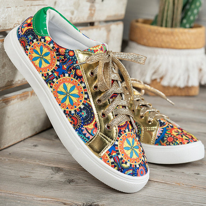 multicolor Women's floral patchwork sneakers