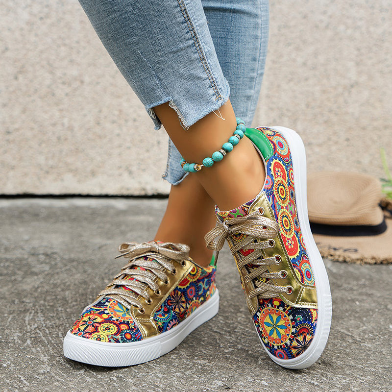 multicolor Women's floral patchwork sneakers