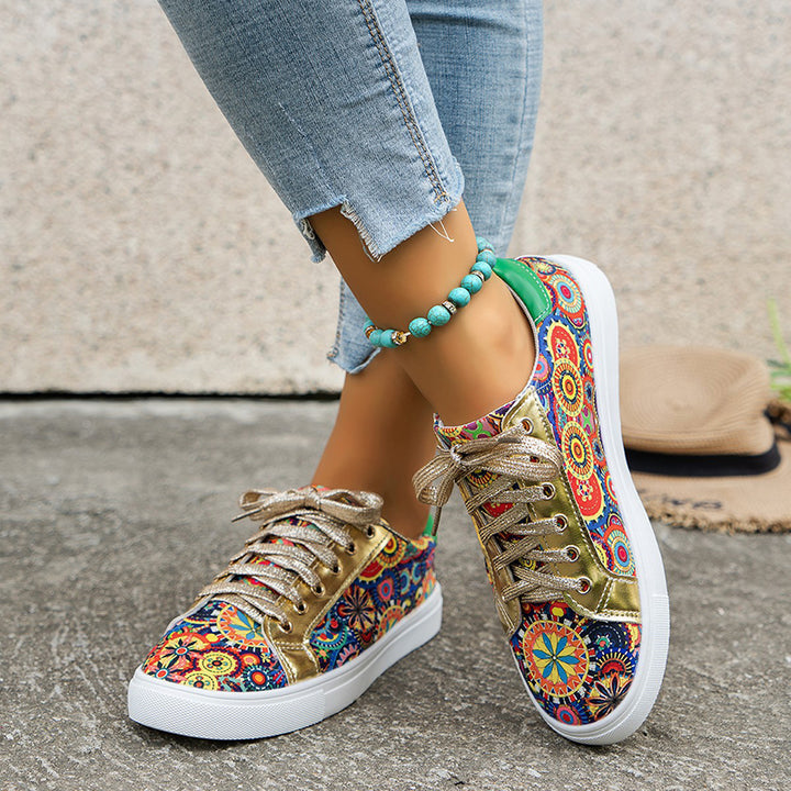 multicolor Women's floral patchwork sneakers