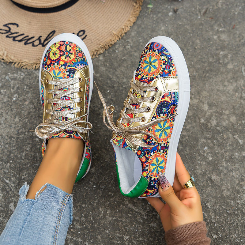 multicolor Women's floral patchwork sneakers