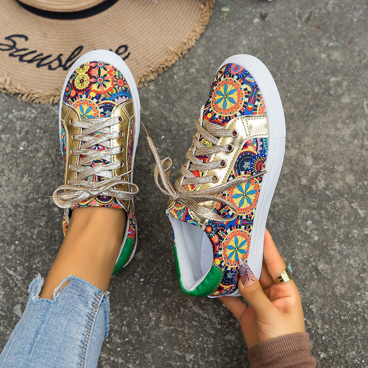 multicolor Women's floral patchwork sneakers