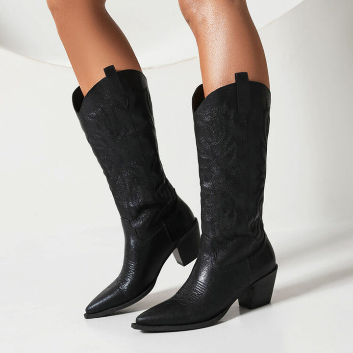 Women's glitter metallic knee high cowboy boots