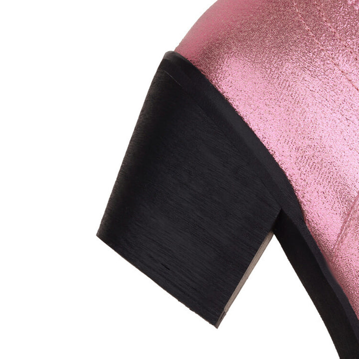 pink Women's glitter metallic knee high cowboy boots