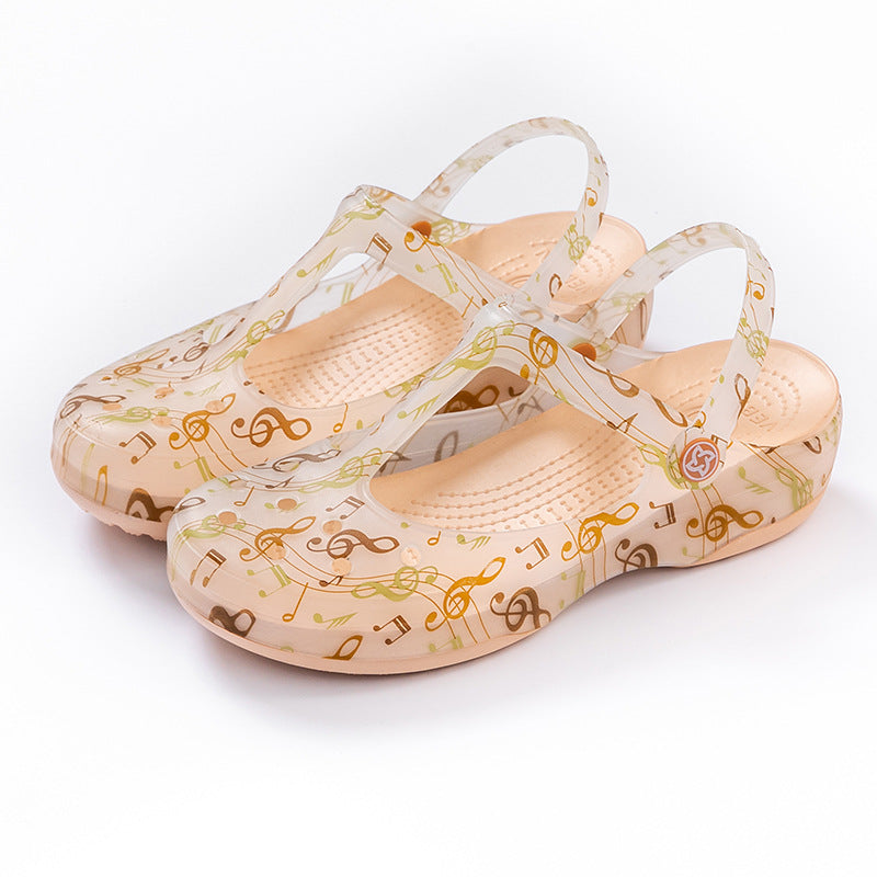 khaki Women's jelly mary jane shoes non-slip