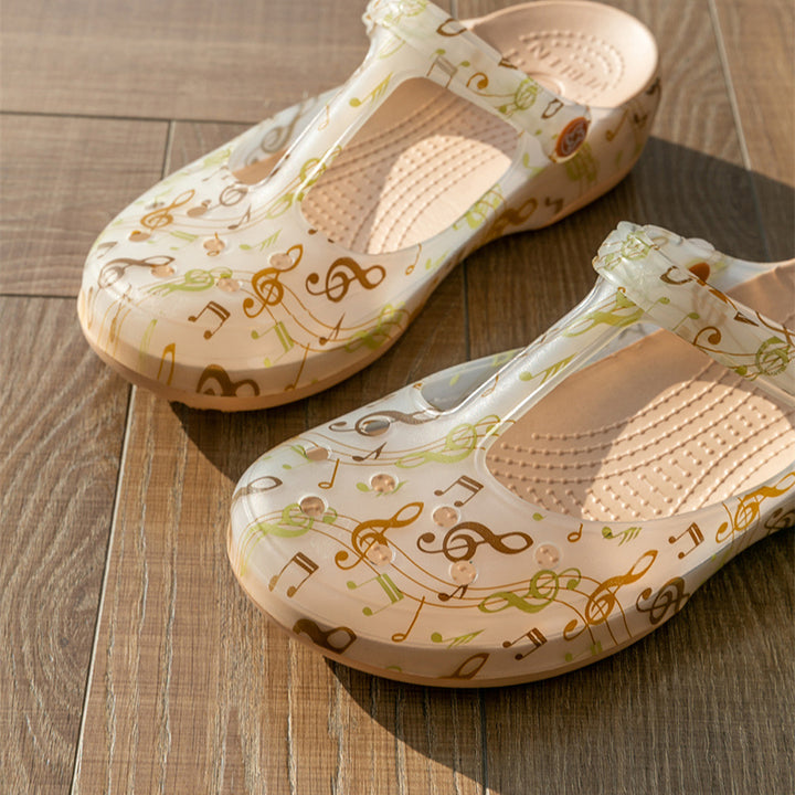 khaki Women's jelly mary jane shoes non-slip